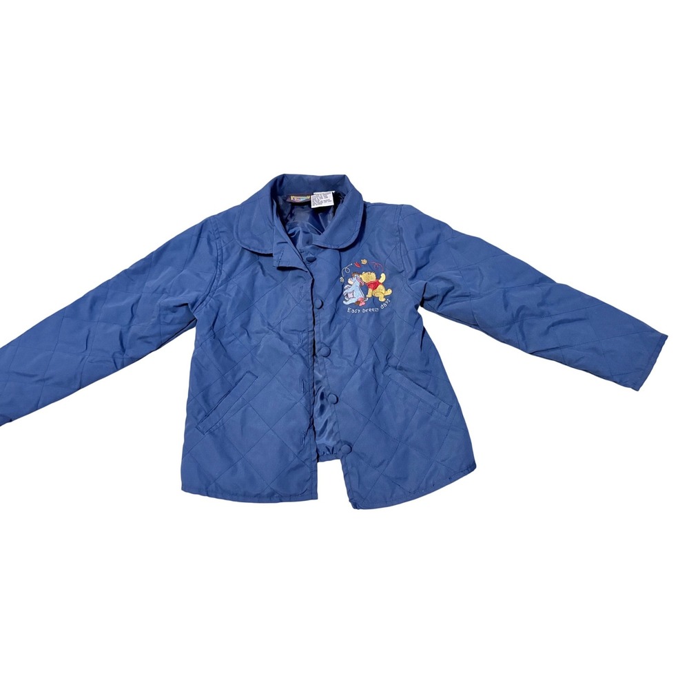Vintage Disney Pooh Blue Quilted Jacket Winnie the Pooh Eeyore Kids Size 6
